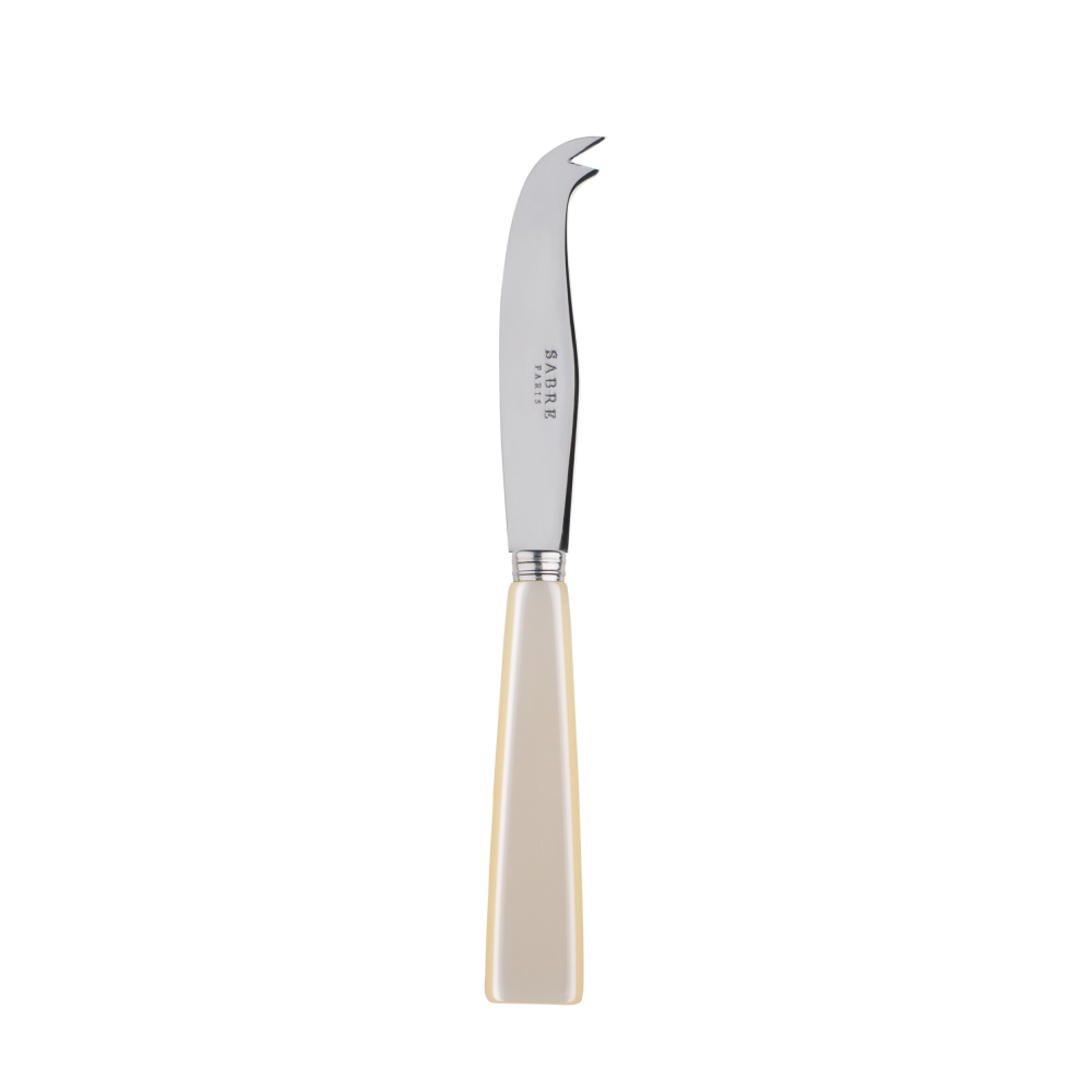 A small sabre paris cheese knife with a natural pearl coloured handle.